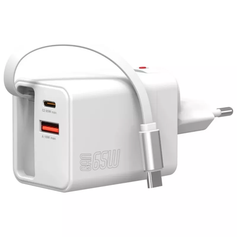 Indoor USB-C/USB-A Fast Charger 4smarts 541065 — Universal AC 100–240V, Max 20V, 0.7 m cable, White
