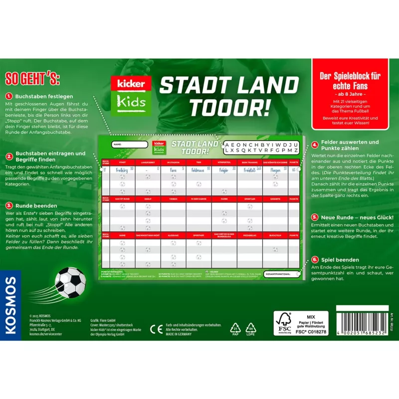 Kicker Kids: Stadt - Land - Tor, Puzzle Game