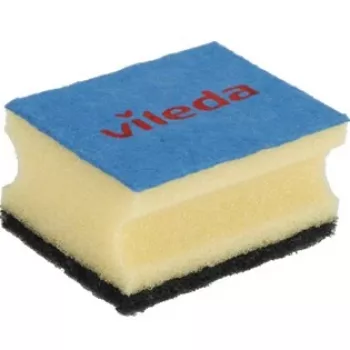Sponge VILEDA Rectangular Fiber, hand-wash, yellow/black/blue, pack of 3