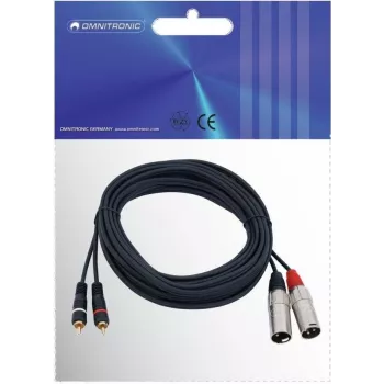Omnitronic 3022522E Audio-Cable 6 m 2 x XLR (3-pin) 2 x RCA Black (3022522E)