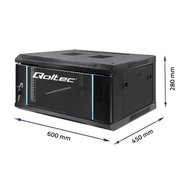 Qoltec 54461 19 inch Wall-Mount Rack Cabinet 4U 600x280x450 mm Black