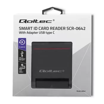 ID card scanner QOLTEC Smart chip ID card scanner — USB, black, 84.5×65×16 mm, 63 g