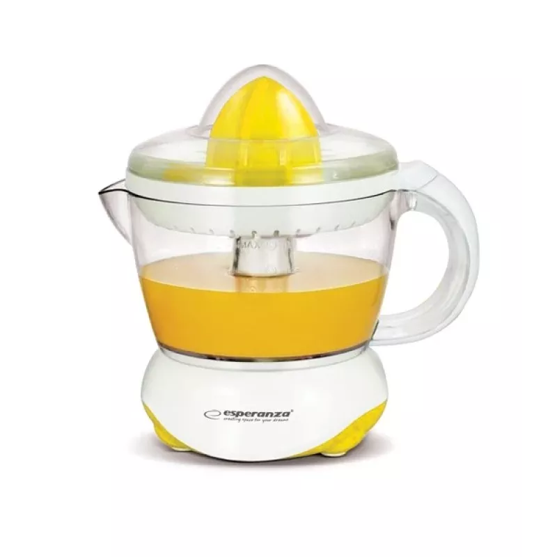 Electric citrus press ESPERANZA EKJ001Y — 0.7 L bowl, 25 W, white/yellow