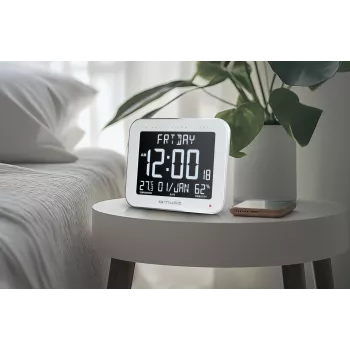 Digital wall/table clock muse M-090 WMC — Rectangle LCD, 220×177.5×24.5 mm, battery/DC 4.5V