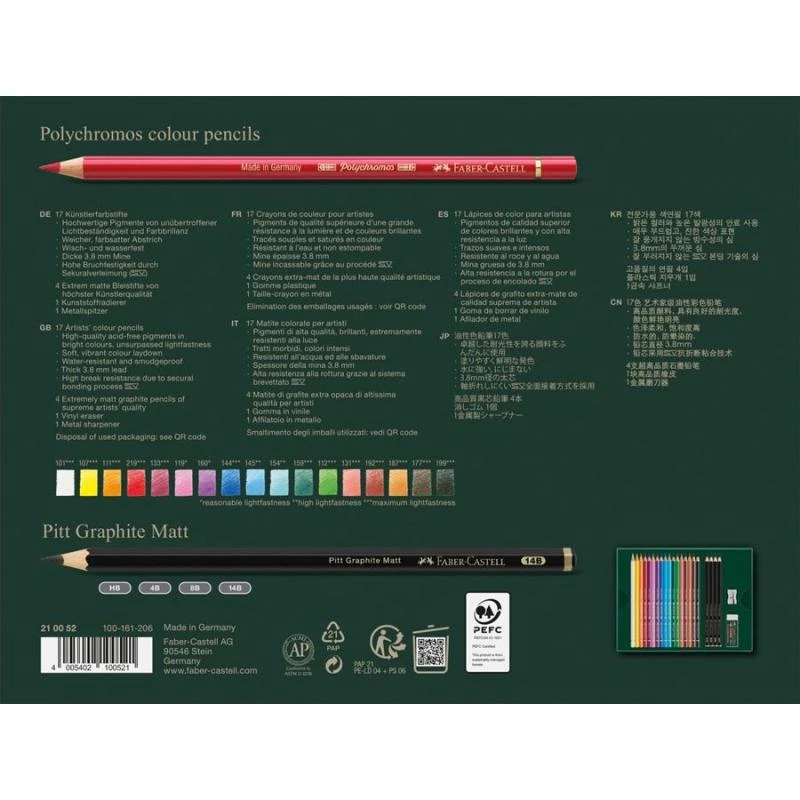 Oil-based pencil Faber-Castell Polychromos & Pitt Graphite Matt Set 21 pc Multicolour