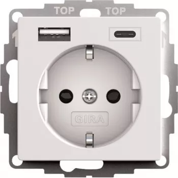 gira SCHUKO USB power supply 2f System 55 model 245927, SCHUKO socket with integrated USB charging