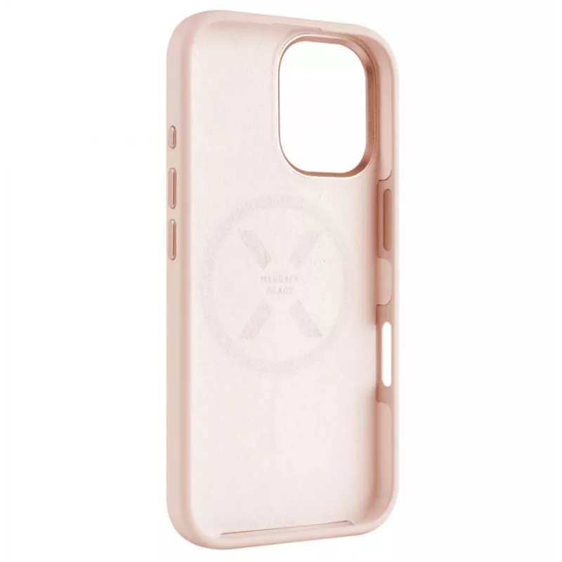 Back cover FIXED for Apple iPhone 16 Liquid silicon Pink with MagFlow slim protective case