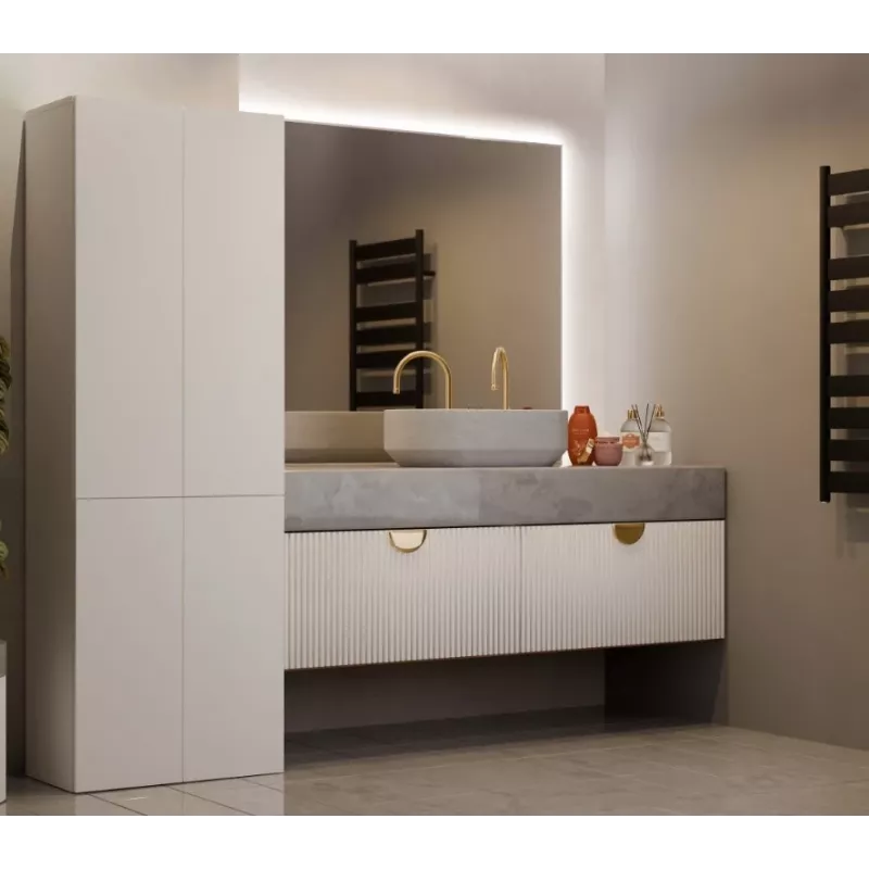 Bathroom Cabinet Nel DD 1K Basket Casmere Colour Long Doors