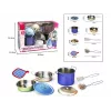 Metal kitchen set 8 pieces by Madej — toy metal cookware and utensils, play kitchen accessories