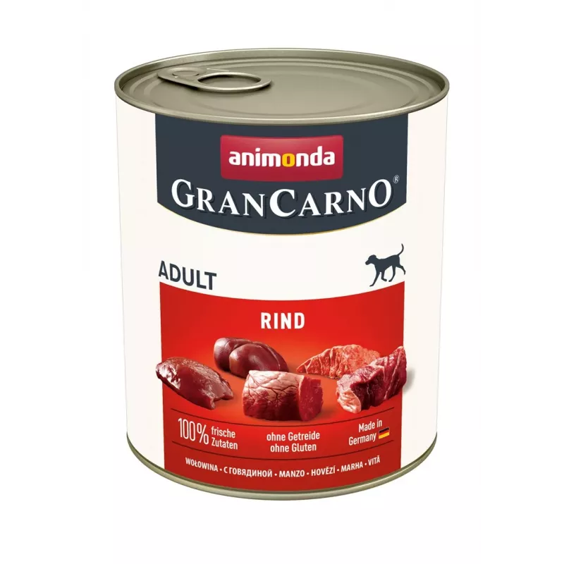 Wet dog food Animonda GranCarno Original Beef Adult — 400 g can, gluten-free, sugar-free, beef