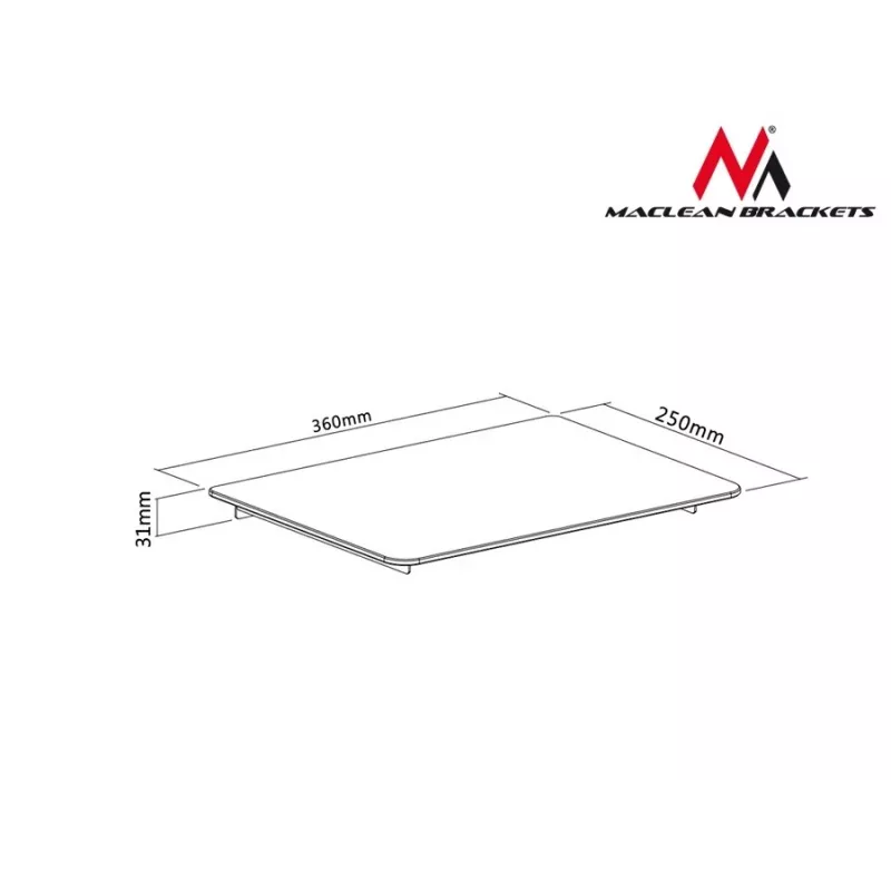 Shelf accessory MACLEAN MC-629 — pole-clamp TV/DVD shelf, 360×250 mm, max load 8 kg