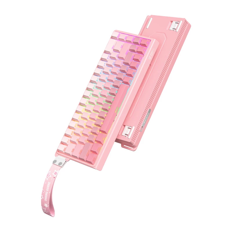 Wired gaming keyboard Onikuma G69 — pink, USB connection, full-size layout