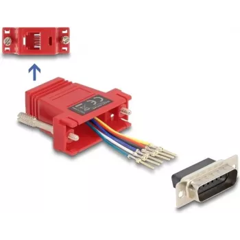 DELOCK cable gender changer D-Sub 15, 2× D-Sub 15 connectors, red