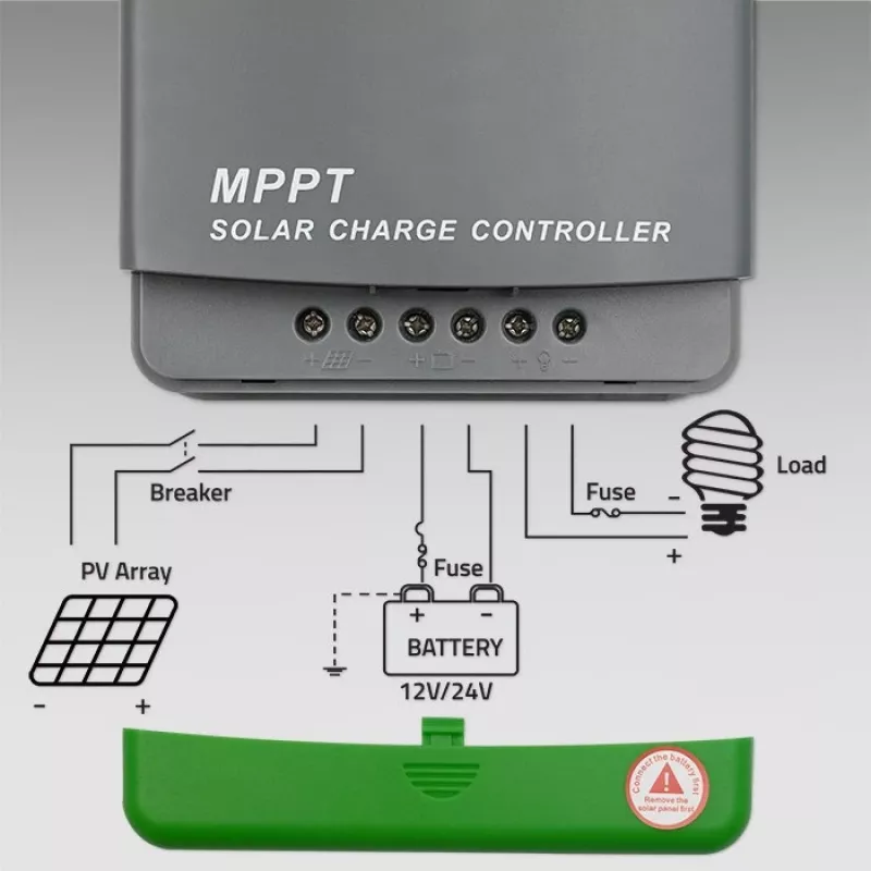 Qoltec, solar MPPT charge controller with temperature sensor 20A 12V/24V Display LCD 2 X USB