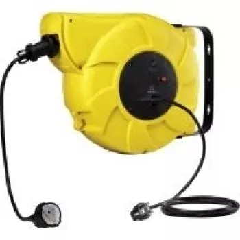 Cable reel Renkforce 1300042 — 22.00 m, black, with protective contact plug
