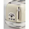 Ariete 155 Design 2 Slice Toaster with Sandwich Cages, 6 Toasting Levels, 810 W, Stainless Steel Body, Removable Crumb Tray, Pastel beige