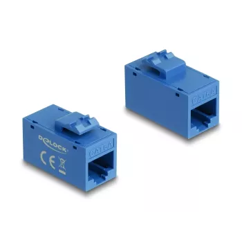 Keystone module DELOCK 90642 — flat RJ-45 insert, blue, 16.2×30×20.5 mm