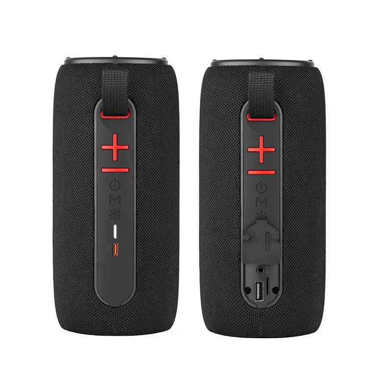 Stereo portable speaker TRACER Stripe Black — 10 W RMS, Bluetooth/Wired, USB-A & USB-C, MicroSD, built-in battery (up to 5 h)