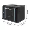 Qoltec 54463 19-Inch Rack Cabinet 9U 600x500x450 mm Wall-Mount Steel Enclosure with Glass Door, Black