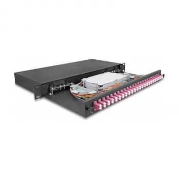 DeLOCK 67011 19-inch optical fiber splice box, 24 x LC Duplex OM4, 1U