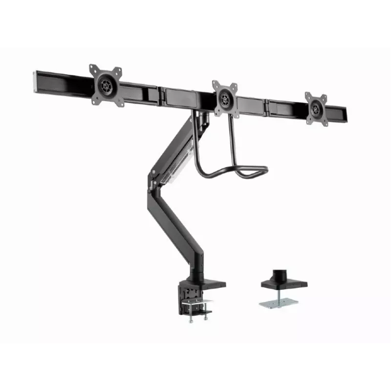 Desk monitor mount GEMBIRD MA-DA3-03, 3-arm, gas spring, VESA 75–100x100, supports 3 displays up to 27 inch, max 18 kg, black