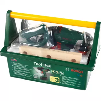 Theo Klein 8520 Bosch Tool Box I with Lots of Tools I Incl. Battery-Powered Cordless Screwdrive