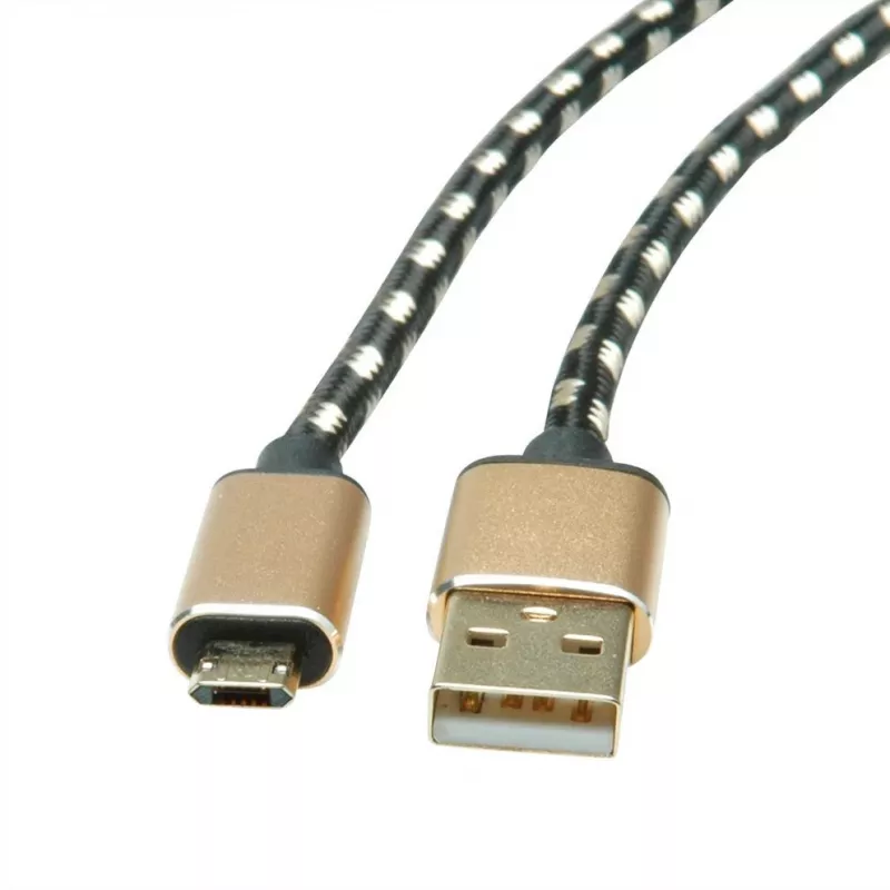 ROLINE 11.02.8820 USB Cable 1,8 m USB 2.0 USB C Micro-USB B Black - Gold (11.02.8820)