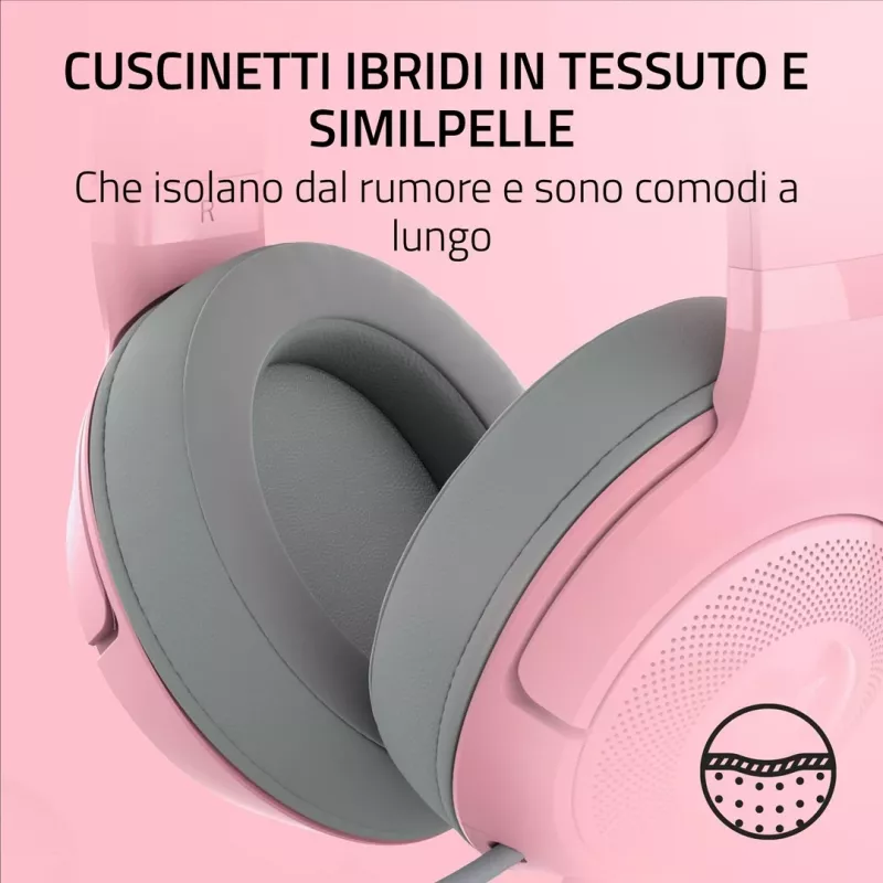Wired over-ear headset Razer RZ04-04730200-R3M1 — circumaural, 1.3 m cable, 353 g, rose