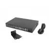 Unmanaged switch LANBERG RSFE-16P-2C-150 — 18-port Gigabit, 16 PoE+/2 SFP, 150 W total, 1U rack, metal, black