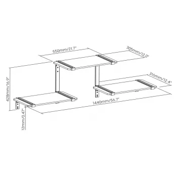 Three-tier modular shelves Maclean, 30kg max, MC-974