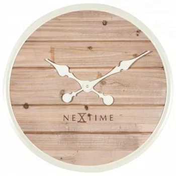 NeXtime klok 3134wi Plank, Ø50 cm, Wall, White