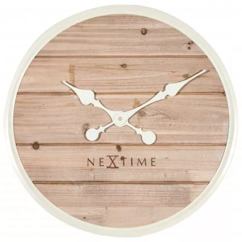NeXtime klok 3134wi Plank, Ø50 cm, Wall, White