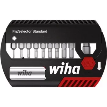 Screwdriver bit set Wiha FlipSelector Standard, 11 pcs, 25 mm polyamide bits, 1/4 inch (25.4/4 mm) hex shank