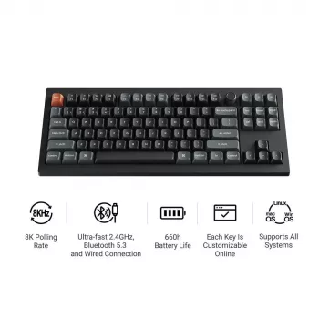 Mechanical Keyboard Keychron V3 Ultra 8K — QWERTY, Bluetooth & Wired, RGB, Black