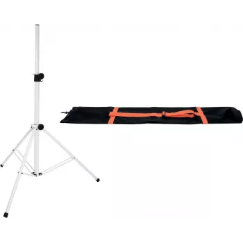 Speaker stand set Omnitronic BS-2 EU White with carry bag, adjustable height, foldable tripod