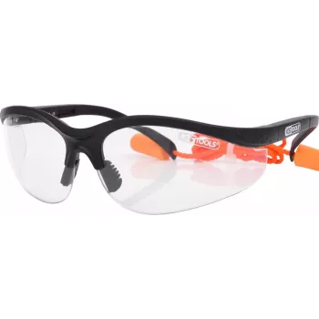Safety glasses ks tools 310.0176 transparent with integrated earplugs - protective eyewear with hearing protection