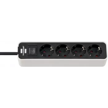 Brennenstuhl Ecolor Power Strip 4-way [Polished Surface, 1.5m Cable, White/black]