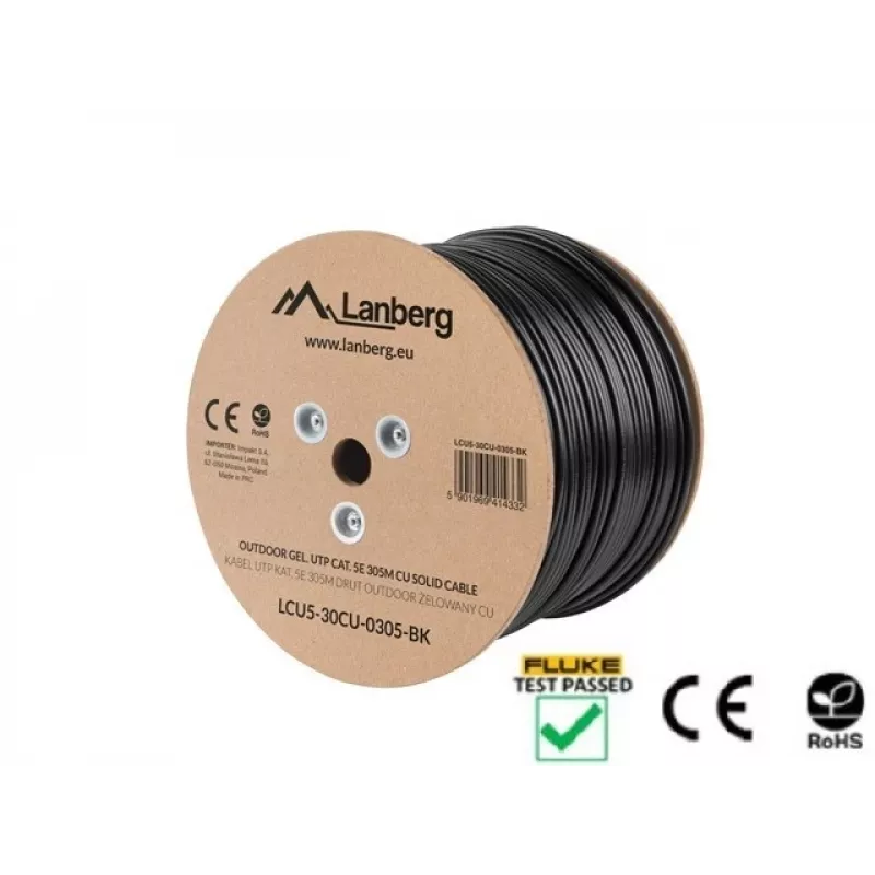 Lanberg LCU5-30CU-0305-BK Network Cable 305 M Cat5e U/UTP (UTP) Black (LCU5-30CU-0305-BK)