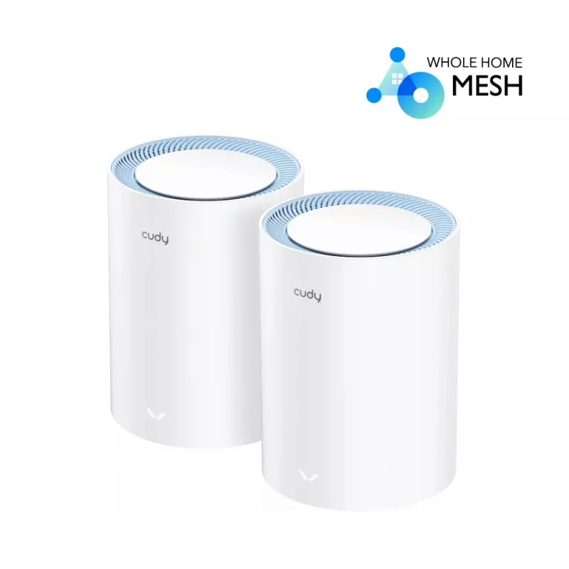 Mesh system Cudy M1200 2-pack — Dual-band Wi‑Fi 5 (300/867 Mbps), 2 units, 1x LAN port, supports 100 devices