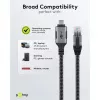Ethernet-Cable USB-C 3.2 Gen2 Plug > RJ-45 Plug (black/Silver, 5 Meter, braided textile jacket)