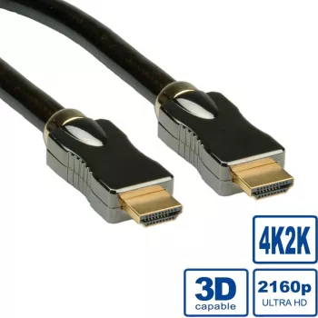 ROLINE HDMI Ultra HD with Ethernet - HDMI mit Ethernetkabel - HDMI (M) bis HDMI (M) - 10 m - Doppelisolierung - Schwarz - 4K Unterstützung (11.04.5685