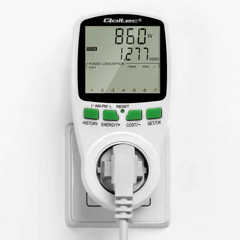 Power meter QOLTEC PM0627 3680W with history — QOLTEC PM0627 3680W
