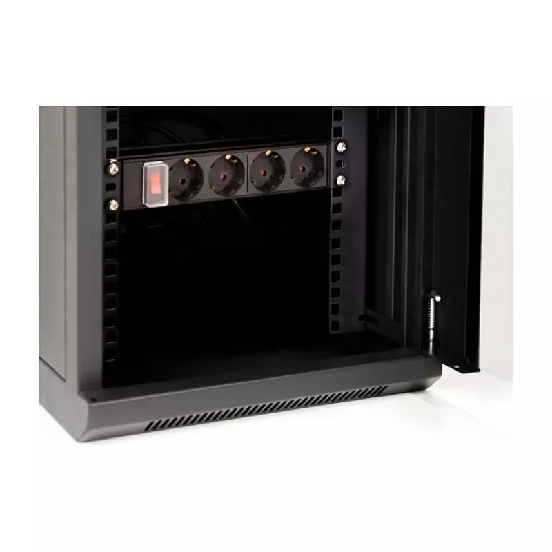 Delock 43418 19 inch 12U Wall-Mount Rack Cabinet with Glass Door, Black