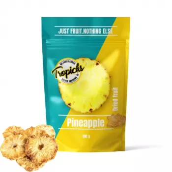 Dried pineapple Tropicks 100 g – sliced dehydrated fruit, natural snack