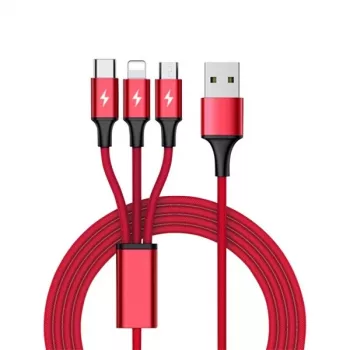 UNITEK C4049RD USB cable 1.2 m USB A USB C/Micro-USB B/Lightning Red