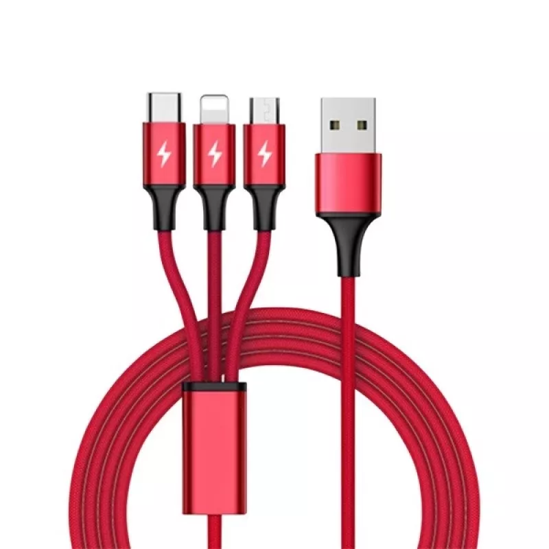UNITEK C4049RD USB cable 1.2 m USB A USB C/Micro-USB B/Lightning Red