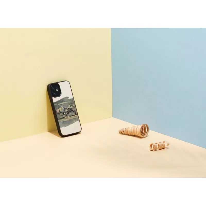 Phone case Man and Wood for iPhone 12 mini — white bull design