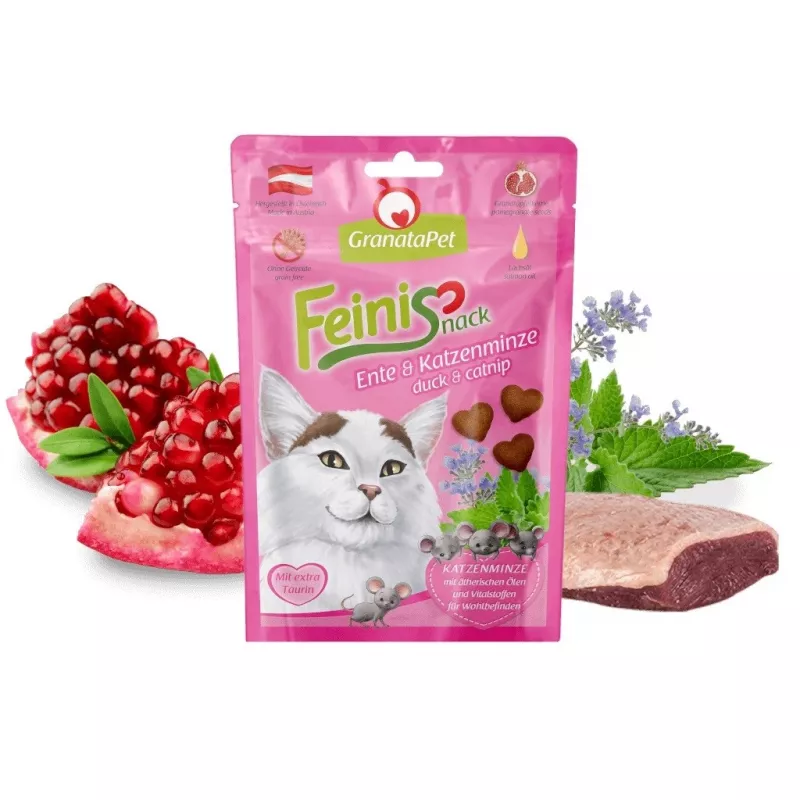 Cat treats Fox4Pets GRANATAPET FeiniSnack Duck & catnip, meaty solid sachet, 50 g, sugar-free, gluten-free