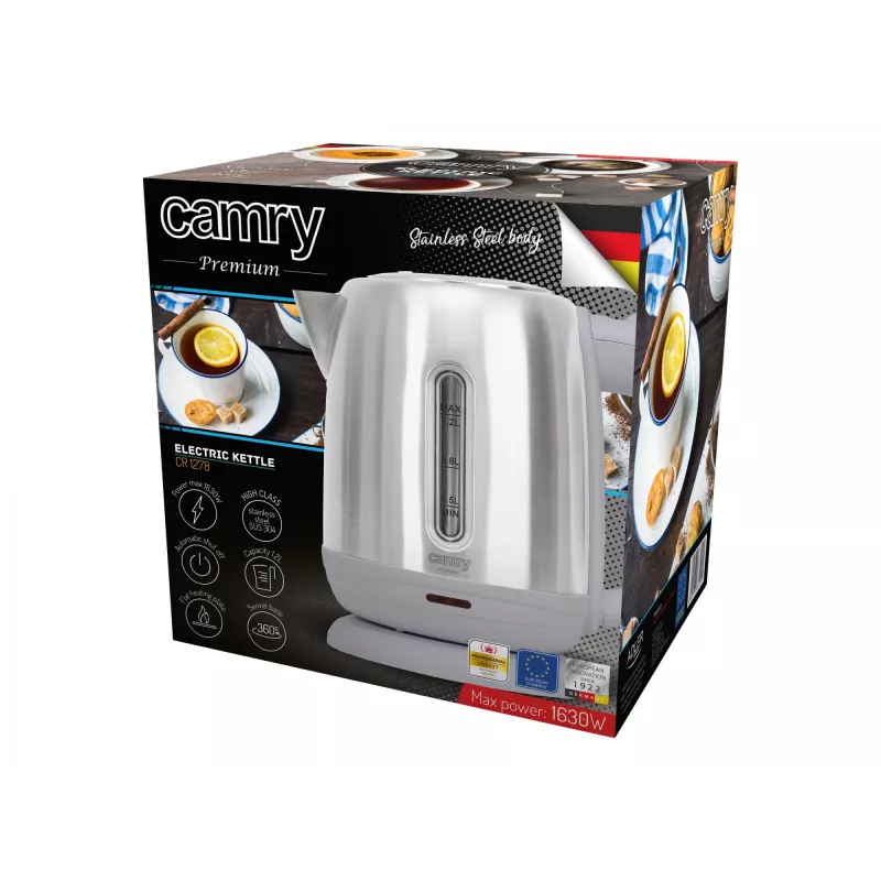 Electric kettle Camry 1.2 L 1630 W Grey Stainless steel