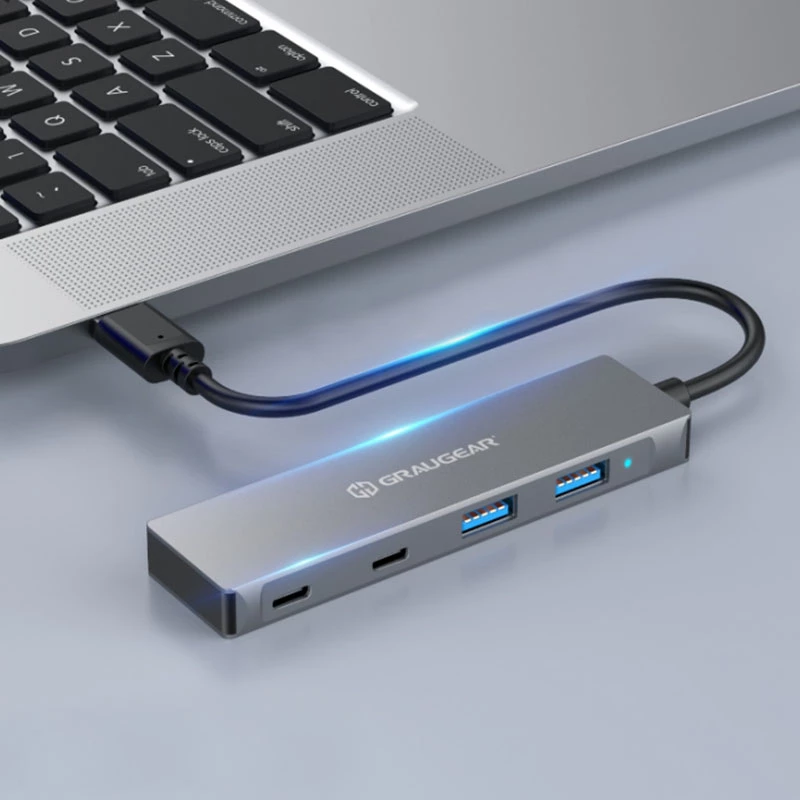GRAUGEAR G-HUB2A2C-AC interface hub USB 3.2 Gen 1 (3.1 Gen 1) Type-A + Type-C 5000 Mbit/s Silver